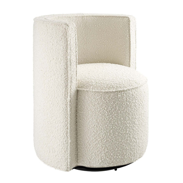 Modway Furniture Della Boucle Fabric Swivel Chair - Elegant Ivory Accent Chair for Living Room, Office & More EEI-6223-IVO
