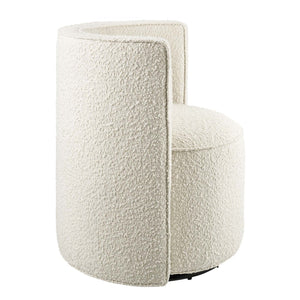 Modway Furniture Della Boucle Fabric Swivel Chair - Elegant Ivory Accent Chair for Living Room, Office & More EEI-6223-IVO