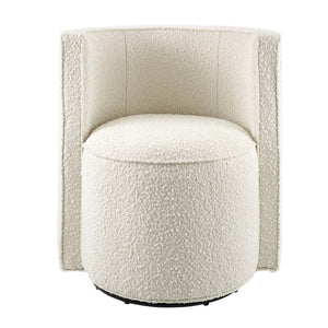 Modway Furniture Della Boucle Fabric Swivel Chair - Elegant Ivory Accent Chair for Living Room, Office & More EEI-6223-IVO