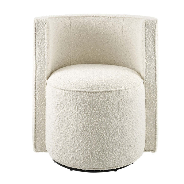 Modway Furniture Della Boucle Fabric Swivel Chair - Elegant Ivory Accent Chair for Living Room, Office & More EEI-6223-IVO