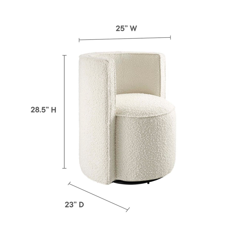 Modway Furniture Della Boucle Fabric Swivel Chair - Elegant Ivory Accent Chair for Living Room, Office & More EEI-6223-IVO