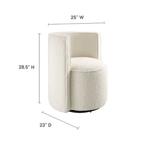 Modway Furniture Della Boucle Fabric Swivel Chair - Elegant Ivory Accent Chair for Living Room, Office & More EEI-6223-IVO