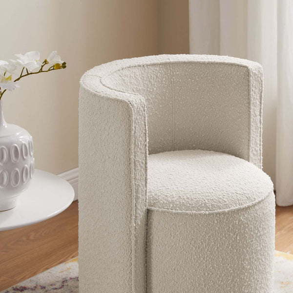 Modway Furniture Della Boucle Fabric Swivel Chair - Elegant Ivory Accent Chair for Living Room, Office & More EEI-6223-IVO