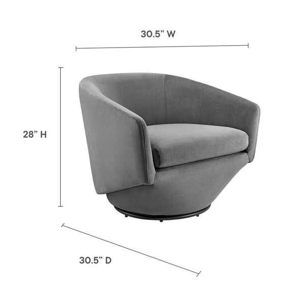 Modway Furniture Series Performance Velvet Fabric Swivel Chair by Modway - Luxurious Comfort with Glam Deco Style Gray EEI-6224-GRY