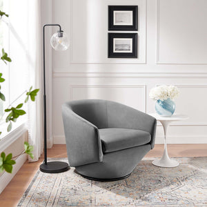 Modway Furniture Series Performance Velvet Fabric Swivel Chair by Modway - Luxurious Comfort with Glam Deco Style Gray EEI-6224-GRY