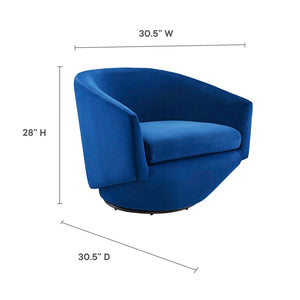 Modway Furniture Series Performance Velvet Fabric Swivel Chair by Modway - Luxurious Comfort with Glam Deco Style Navy EEI-6224-NAV
