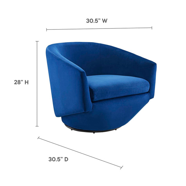 Modway Furniture Series Performance Velvet Fabric Swivel Chair by Modway - Luxurious Comfort with Glam Deco Style Navy EEI-6224-NAV