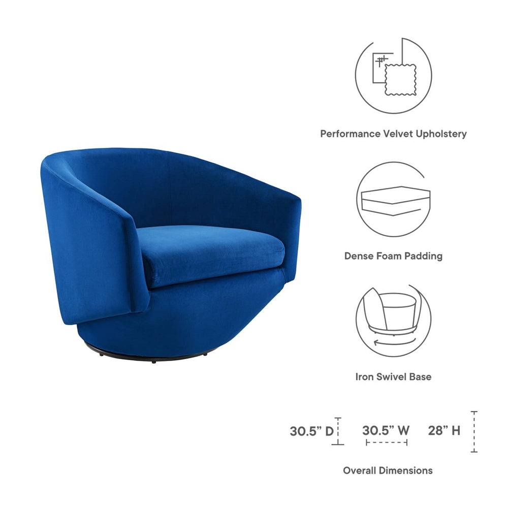 Modway Furniture Series Performance Velvet Fabric Swivel Chair by Modway - Luxurious Comfort with Glam Deco Style Navy EEI-6224-NAV
