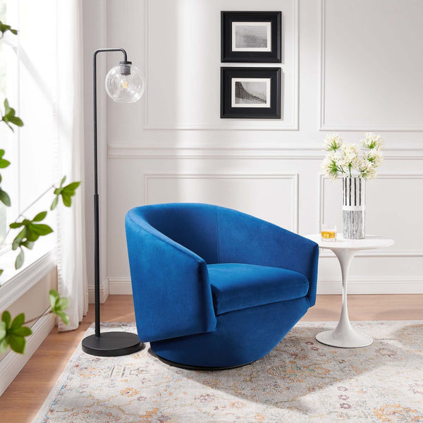 Modway Furniture Series Performance Velvet Fabric Swivel Chair by Modway - Luxurious Comfort with Glam Deco Style Navy EEI-6224-NAV