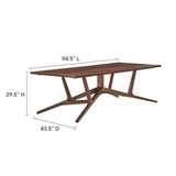 Modway Furniture Victor 95” Dining Room Table Walnut 43.5 x 94.5 x 29.5