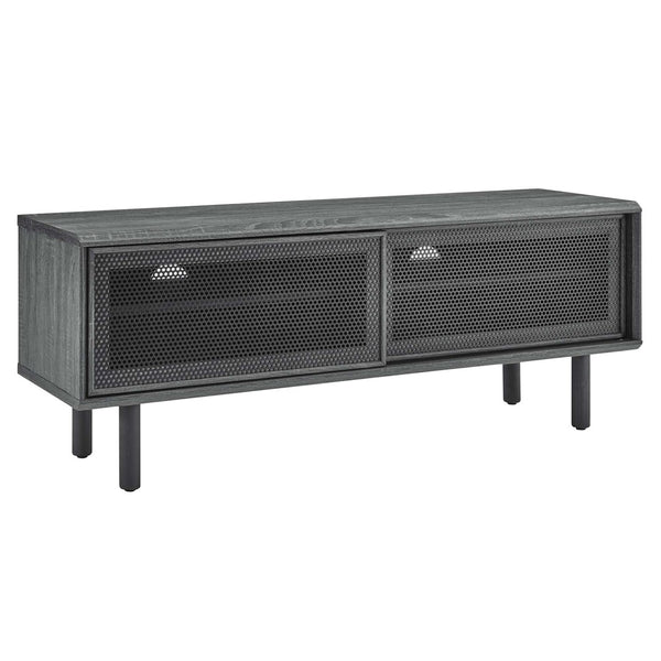 Modway Furniture Kurtis 47" TV Stand by Modway - Sleek Industrial Design with Mesh Doors for Modern Media Storage Charcoal EEI-6233-CHA