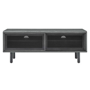 Modway Furniture Kurtis 47" TV Stand by Modway - Sleek Industrial Design with Mesh Doors for Modern Media Storage Charcoal EEI-6233-CHA