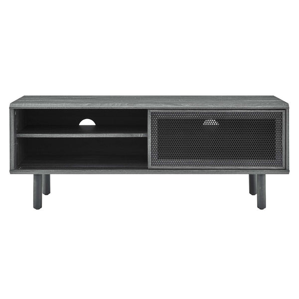 Modway Furniture Kurtis 47" TV Stand by Modway - Sleek Industrial Design with Mesh Doors for Modern Media Storage Charcoal EEI-6233-CHA