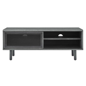 Modway Furniture Kurtis 47" TV Stand by Modway - Sleek Industrial Design with Mesh Doors for Modern Media Storage Charcoal EEI-6233-CHA