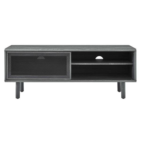 Modway Furniture Kurtis 47" TV Stand by Modway - Sleek Industrial Design with Mesh Doors for Modern Media Storage Charcoal EEI-6233-CHA