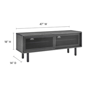 Modway Furniture Kurtis 47" TV Stand by Modway - Sleek Industrial Design with Mesh Doors for Modern Media Storage Charcoal EEI-6233-CHA