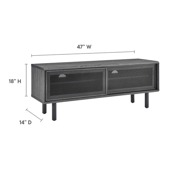 Modway Furniture Kurtis 47" TV Stand by Modway - Sleek Industrial Design with Mesh Doors for Modern Media Storage Charcoal EEI-6233-CHA