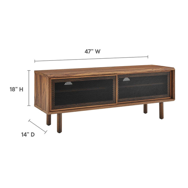 Modway Furniture Kurtis 47" TV Stand by Modway - Sleek Industrial Design with Mesh Doors for Modern Media Storage Walnut EEI-6233-WAL