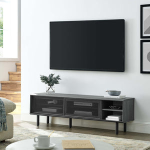Modway Furniture Kurtis 60" TV Stand by Modway - Industrial Chic Design with Sliding Doors, Easy Cable Management & Storage Charcoal EEI-6234-CHA