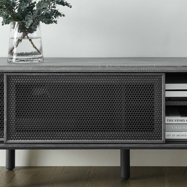 Modway Furniture Kurtis 60" TV Stand by Modway - Industrial Chic Design with Sliding Doors, Easy Cable Management & Storage Charcoal EEI-6234-CHA