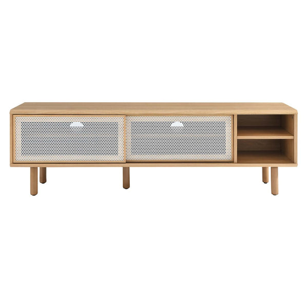 Modway Furniture Kurtis 60" TV Stand by Modway - Industrial Chic Design with Sliding Doors, Easy Cable Management & Storage Oak EEI-6234-OAK