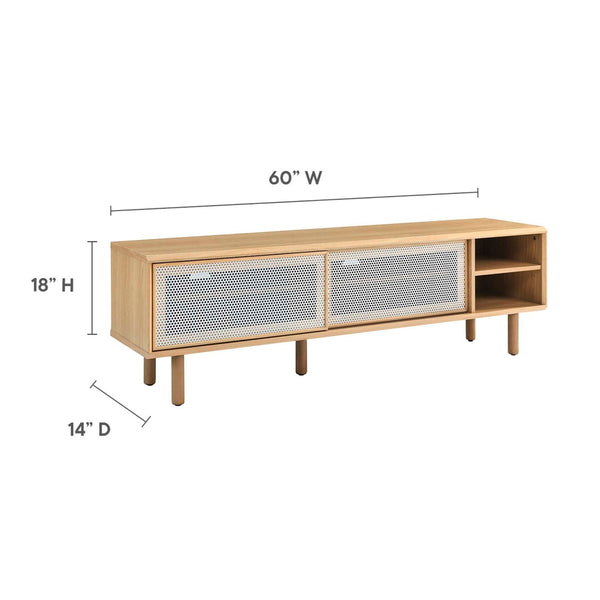 Modway Furniture Kurtis 60" TV Stand by Modway - Industrial Chic Design with Sliding Doors, Easy Cable Management & Storage Oak EEI-6234-OAK