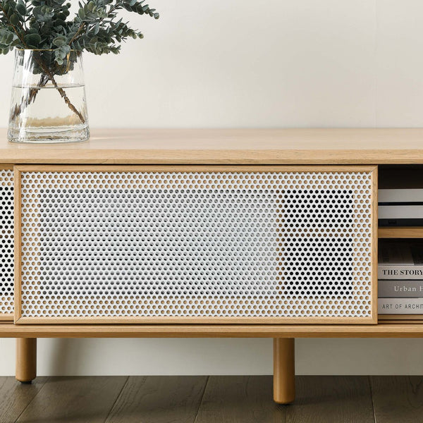 Modway Furniture Kurtis 60" TV Stand by Modway - Industrial Chic Design with Sliding Doors, Easy Cable Management & Storage Oak EEI-6234-OAK