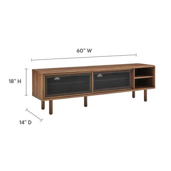Modway Furniture Kurtis 60" TV Stand by Modway - Industrial Chic Design with Sliding Doors, Easy Cable Management & Storage Walnut EEI-6234-WAL