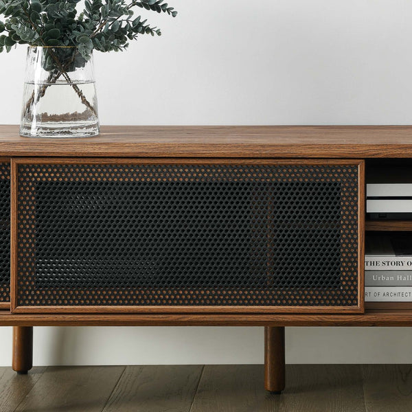 Modway Furniture Kurtis 60" TV Stand by Modway - Industrial Chic Design with Sliding Doors, Easy Cable Management & Storage Walnut EEI-6234-WAL