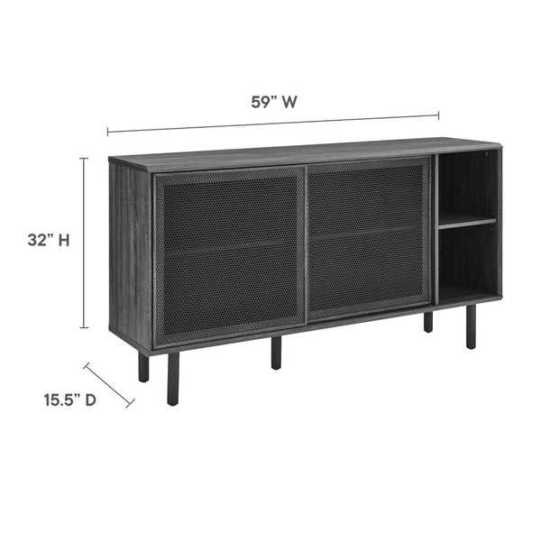 Modway Furniture Kurtis 59" Sideboard by Modway – Modern Industrial Storage with Sliding Metal Mesh Doors for Home Use Charcoal EEI-6235-CHA