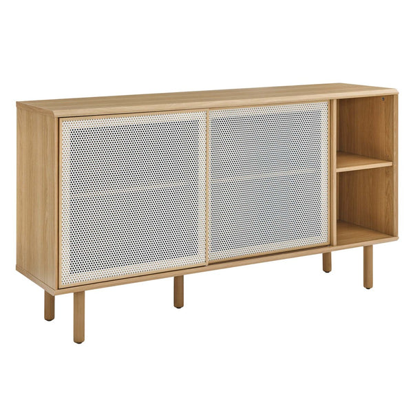 Modway Furniture Kurtis 59" Sideboard by Modway – Modern Industrial Storage with Sliding Metal Mesh Doors for Home Use Oak EEI-6235-OAK
