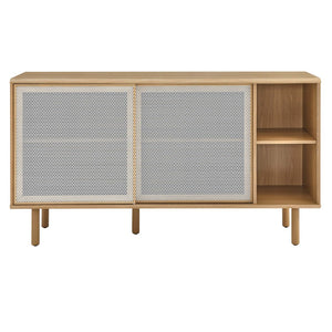 Modway Furniture Kurtis 59" Sideboard by Modway – Modern Industrial Storage with Sliding Metal Mesh Doors for Home Use Oak EEI-6235-OAK