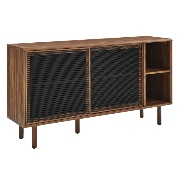 Modway Furniture Kurtis 59" Sideboard by Modway – Modern Industrial Storage with Sliding Metal Mesh Doors for Home Use Walnut EEI-6235-WAL