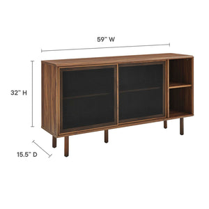 Modway Furniture Kurtis 59" Sideboard by Modway – Modern Industrial Storage with Sliding Metal Mesh Doors for Home Use Walnut EEI-6235-WAL
