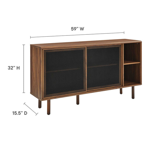 Modway Furniture Kurtis 59" Sideboard by Modway – Modern Industrial Storage with Sliding Metal Mesh Doors for Home Use Walnut EEI-6235-WAL