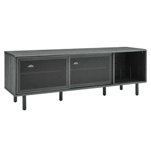 Modway Furniture Kurtis 67" Industrial TV and Vinyl Record Stand - Stylish Media Console with Storage Solutions Charcoal EEI-6236-CHA
