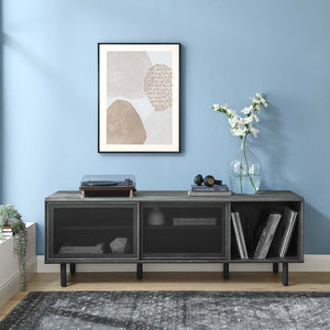 Modway Furniture Kurtis 67" Industrial TV and Vinyl Record Stand - Stylish Media Console with Storage Solutions Charcoal EEI-6236-CHA