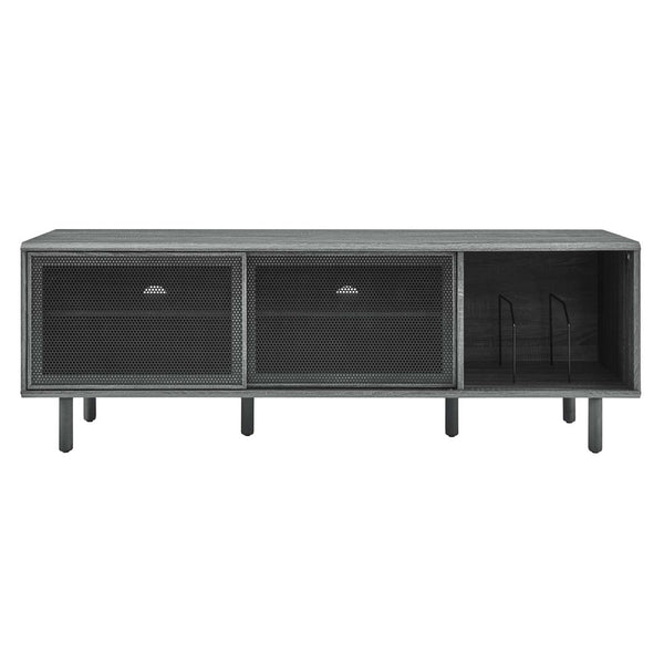 Modway Furniture Kurtis 67" Industrial TV and Vinyl Record Stand - Stylish Media Console with Storage Solutions Charcoal EEI-6236-CHA
