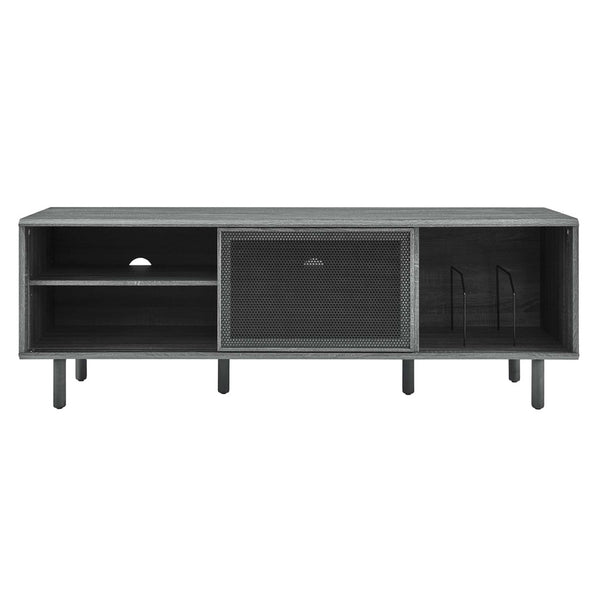 Modway Furniture Kurtis 67" Industrial TV and Vinyl Record Stand - Stylish Media Console with Storage Solutions Charcoal EEI-6236-CHA