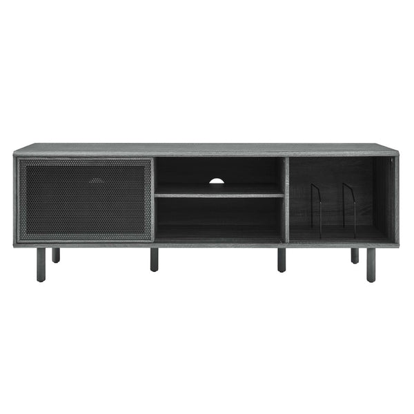 Modway Furniture Kurtis 67" Industrial TV and Vinyl Record Stand - Stylish Media Console with Storage Solutions Charcoal EEI-6236-CHA