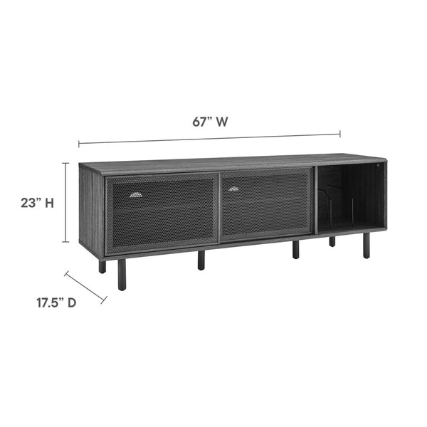Modway Furniture Kurtis 67" Industrial TV and Vinyl Record Stand - Stylish Media Console with Storage Solutions Charcoal EEI-6236-CHA