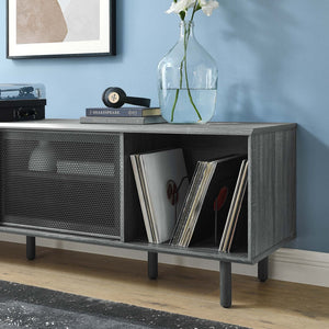 Modway Furniture Kurtis 67" Industrial TV and Vinyl Record Stand - Stylish Media Console with Storage Solutions Charcoal EEI-6236-CHA