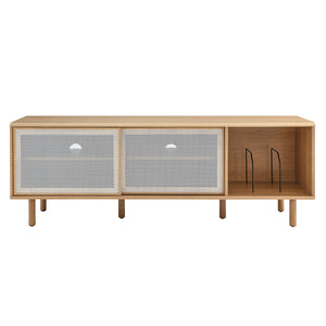 Modway Furniture Kurtis 67" Industrial TV and Vinyl Record Stand - Stylish Media Console with Storage Solutions Oak EEI-6236-OAK