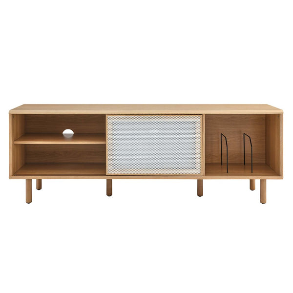 Modway Furniture Kurtis 67" Industrial TV and Vinyl Record Stand - Stylish Media Console with Storage Solutions Oak EEI-6236-OAK