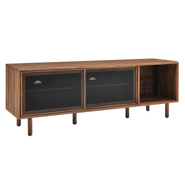 Modway Furniture Kurtis 67" Industrial TV and Vinyl Record Stand - Stylish Media Console with Storage Solutions Walnut EEI-6236-WAL