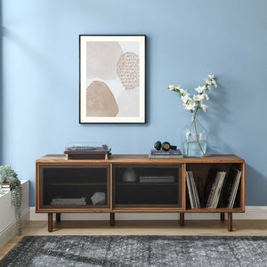 Modway Furniture Kurtis 67" Industrial TV and Vinyl Record Stand - Stylish Media Console with Storage Solutions Walnut EEI-6236-WAL