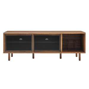 Modway Furniture Kurtis 67" Industrial TV and Vinyl Record Stand - Stylish Media Console with Storage Solutions Walnut EEI-6236-WAL