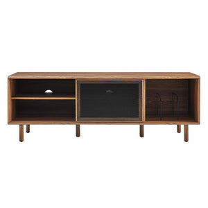 Modway Furniture Kurtis 67" Industrial TV and Vinyl Record Stand - Stylish Media Console with Storage Solutions Walnut EEI-6236-WAL