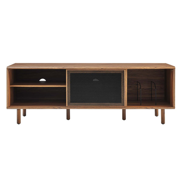 Modway Furniture Kurtis 67" Industrial TV and Vinyl Record Stand - Stylish Media Console with Storage Solutions Walnut EEI-6236-WAL