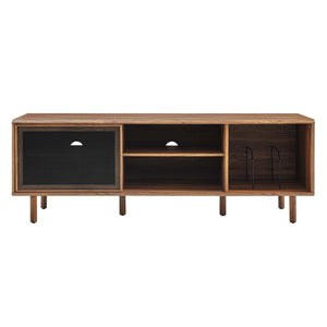 Modway Furniture Kurtis 67" Industrial TV and Vinyl Record Stand - Stylish Media Console with Storage Solutions Walnut EEI-6236-WAL